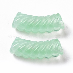 ツートンの不透明アクリルビーズ  カーブチューブ  アクアマリン  35x14x11.5mm  穴：3.2mm  約152個/500g&nbsp;OACR-A016-06F