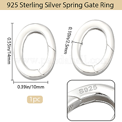 スターリングシルバーのスプリングゲートリング1個925個  オーバル  銀  14x10x2.5mm&nbsp;STER-BBC0008-50A