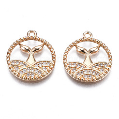 Brass Micro Pave Clear Cubic Zirconia Pendants&nbsp;KK-S359-093-RS