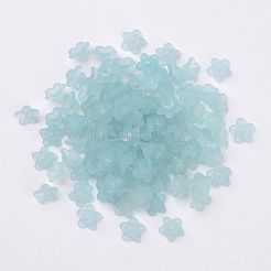 透明なアクリルビーズ  花  艶消し  ライトブルー  10x5mm  穴：1mm  約361個/43g&nbsp;LS-X-PL554-11