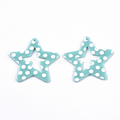 不透明なプリントアクリルパーツ  スター  ミックスカラー  37x39x2~3mm  穴：1.5mm&nbsp;MACR-N011-007
