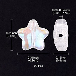 透明ガラスビーズ  ABカラーメッキ  スター  クリアAB  8x8x4mm  穴：0.8~1mm&nbsp;GLAA-YW0003-11