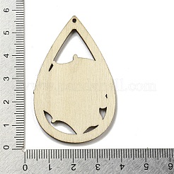 ウッドペンダント  ハロウィンモチーフ  ホワイト  スカル  55x35x2.5mm  穴：2mm&nbsp;WOOD-M012-02G