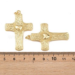 真鍮チャーム  クロス  丸カン付き  鉛フリー＆カドミウムフリー  長持ちメッキ  ラックめっき  18KGP本金メッキ  44x29.5x4mm  穴：2mm&nbsp;KK-L255-21G-01