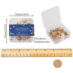 304ステンレススチールスタッドピアス金具  ピアスキャッチ/ピアスバックキャッチ付き  ゴールドカラー  7.4x7.3x2.5cm  24個/箱&nbsp;STAS-SC0001-13G