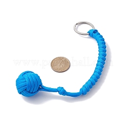 Polyester & Spandex Cord Ropes Braided Wood Ball Keychain&nbsp;KEYC-JKC00588