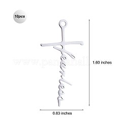 10Pcs Fearless Cross Charm Pendant Cross Faith Charm Necklace Stainless Steel Pendant for Christian Religious Jewelry Gifts Making&nbsp;JX520A