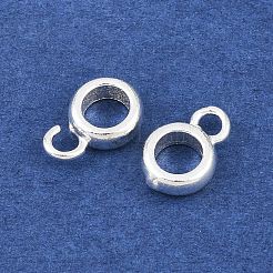 真鍮チューブベイル  カドミウムフリー＆鉛フリー  925銀メッキ  10.5x3x7mm  穴：2mm  内径：4.5mm&nbsp;KK-C163-10A-S