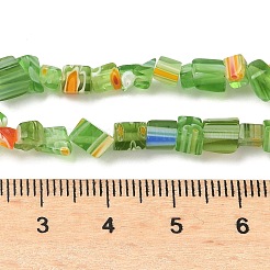ハンドメイドミッレフィオーリ ランプワークビーズ連売り  ナゲット  薄緑  2~7x4~7x3~6mm  穴：1mm  33.86''（86センチメートル）&nbsp;LAMP-P070-02A-03