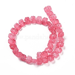 透明ガラスビーズ連売り  蓮  サクランボ色  10x14x7mm  穴：0.8mm  約38個/連  14.17インチ（36cm）&nbsp;GLAA-F114-01K