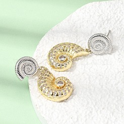 Brass Micro Pave Cubic Zirconia Stud Dangle Earrings&nbsp;EJEW-G471-11GP-02