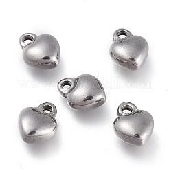 304ステンレススチールチャーム  ハート  ミックスカラー  7x9x4mm  穴：1.6mm&nbsp;X-STAS-G236-01-A