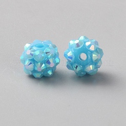 オペーク樹脂ビーズ  ラウンド  ディープスカイブルー  10x8mm  穴：1.8mm&nbsp;RESI-WH0038-43A