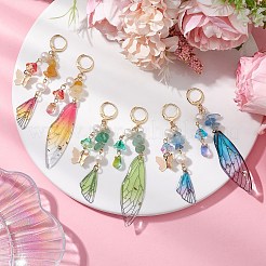 Natural Green Aventurine & Aquamarine & Topaz Jade Leverback Earrings&nbsp;EJEW-TA00591