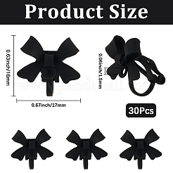 スプレープリント合金蝶結びクリップオンイヤリング30個  ブラック  17x16mm  30個/セット&nbsp;EJEW-SP0001-08