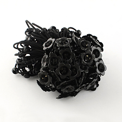花のヘアアクセサリー弾性ヘアネクタイ  ポニーテールホルダー  アクリルと  ブラック  180x2mm  100個/バンドル&nbsp;OHAR-S182-01