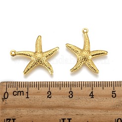 真鍮のヒトデ/海の星のペンダント  ゴールドカラー  23x20.5x2mm  穴：1mm&nbsp;X-KK-L134-11G