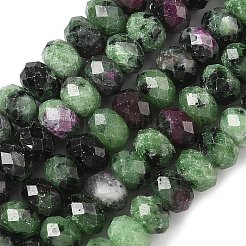 ゾイサイトビーズ連売りで天然ルビー  多面カット  ロンデル  5.5~6.5x4.5mm  穴：1mm  約91~94個/連  15.35''（39cm）〜15.43''（39.2cm）&nbsp;G-D344-A14