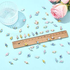 96Pcs 8 Colors Glass Pearl Connector Charms&nbsp;PALLOY-FS00061