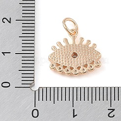 真鍮パヴェクリアキュービックジルコニア＆シェルアイチャーム、丸カン付き  18KGP本金メッキ  13.5x14x2.5mm  穴：3.5mm&nbsp;KK-Q816-04G