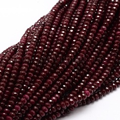 染め天然マレーシアジェイド翡翠ロンデルビーズ連売り  多面カット  暗赤色  4x2~3mm  穴：1mm  約110~115個/連  14インチ&nbsp;G-E316-2x4mm-20