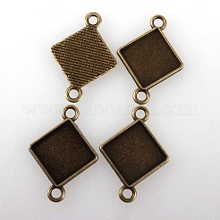 Vintage Tibetan Alloy Rhombus Cabochon Connector Bezel Settings&nbsp;X-TIBE-M016-03AB-NF