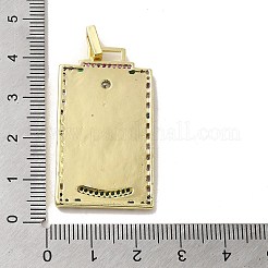 エナメルを使用した真鍮マイクロパヴェキュービックジルコニアペンダント  タロット  ダークオレンジ  39x22.5x3mm  穴：5x3mm&nbsp;KK-H458-03G-06