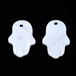 淡水シェルペンダント  ハムサの手/ミリアムの手  貝殻色  18x12~13x2mm  穴：1.5mm&nbsp;SHEL-S266-24B