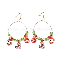 Christmas Theme Alloy Enamel Dangle Earrings&nbsp;LS-EJEW-B068-01G-03
