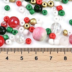 DIY ランプワークビーズとガラスシードベッドジュエリー作りのファインディングキット  混合図形  ミックスカラー  2~12.5x3~10.5mm  穴：0.9~2mm&nbsp;SEED-K010-01A