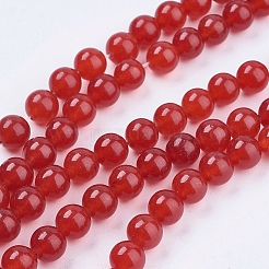 天然石ホワイトジェイドビーズ連売り  染め  ラウンド  レッド  8mm  穴：1mm  約48個/連  14.9インチ&nbsp;G-R165-8mm-15