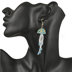 304 Stainless Steel Glass Seed Beads Jellyfish Dangle Earrings&nbsp;EJEW-MZ00553-05