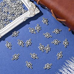 チベットスタイルの合金コネクターチャーム80個。  中空の花のリンク  アンティークシルバー  15.5x9.5x2mm  穴：1.4mm&nbsp;FIND-YW0008-29