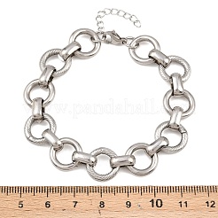 女性用304ステンレススチールリンクチェーンブレスレット  リング  ステンレス鋼色  7-1/8インチ（18.1cm）&nbsp;BJEW-Z154-01P