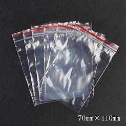 再封可能なプラスチック製包装袋  トップシール  セルフシールバッグ  長方形  レッド  11x7cm  片側の厚さ：1.3ミル（0.035mm）&nbsp;OPP-G001-A-7x11cm