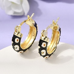 Flower Pattern Brass Enamel Hoop Earrings&nbsp;EJEW-G471-08G