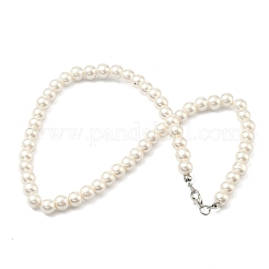 Round Plastic Imitation Pearl Beaded Necklaces & Dangle Earring & Bracelets Sets&nbsp;FS-WGF01A4-01