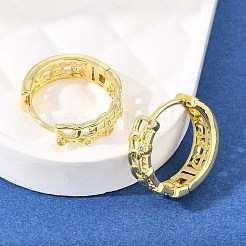 真鍮製フープピアス  チェーンチャーム  18KGP本金メッキ  14.5x15.5x4.5mm&nbsp;EJEW-D348-23G