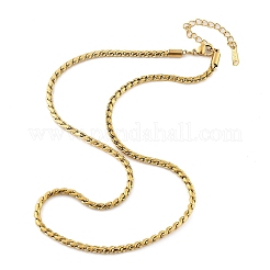 女性用304ステンレススチールロープチェーンネックレス  18KGP本金メッキ  15-3/4インチ（40.1cm）&nbsp;NJEW-Q026-02G