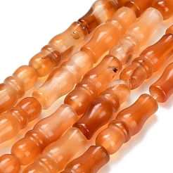 天然石瑪瑙ビーズ連売り  染め＆加熱  竹の形  オレンジ  25x8~8.5mm  穴：1.5mm  約16個/連  15.75''（40センチメートル）&nbsp;G-Z144-A02-01F