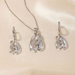 女性のためのエレガントな真鍮ペンダントネックレスとイヤリングセット  プラチナ  ネックレス：15.75インチ（40cm）&nbsp;JN0576