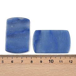 天然ブルーアベンチュリン（染色・加熱）ペンダント  長方形チャーム  40x25x3.5mm  穴：1.6mm&nbsp;G-K354-14B