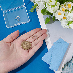 スターリングシルバーのフープピアス金具1組925個  片穴パーツ用  プラチナ  14x13x3.5mm  ピン：4x0.8mm&nbsp;STER-BC0003-62P
