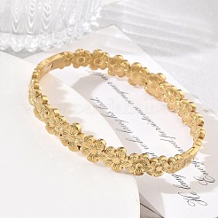 304ステンレススチール製ヒンジ付きカフバングル  花  18KGP本金メッキ  内径：1.97インチ（5cm）x2.36インチ（6cm）&nbsp;SA-CBAB92B-16G