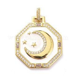 Brass Micro Pave Cubic Zirconia Pendants&nbsp;ZIRC-P085-38G