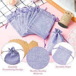 20Pcs Rectangle Polyester Imitation Burlap Packing Pouches Drawstring Bags&nbsp;ABAG-YW0001-18