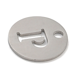 変色しない304ステンレススチールペンダント  ステンレス鋼色  アルファベット付きフラットラウンド  文字p  19x1.2mm  穴：2.5mm&nbsp;STAS-F233-M-P01-A-P