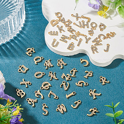52スタイルの合金ラインストーンチャーム52個。  a～zの文字  ライトゴールド  12~16.5x3.5~14x2mm  穴：1.6~2mm&nbsp;FIND-TA0010-78