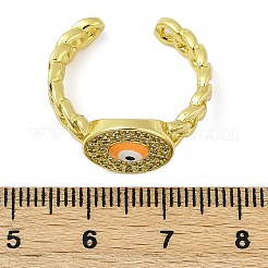 Brass Micro Pave Clear Cubic Zirconia Enamel Cuff Rings for Women&nbsp;RJEW-L113-030G