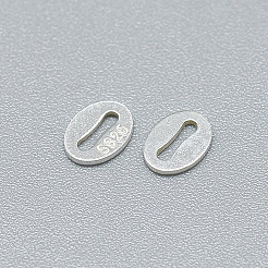 925スターリングシルバースライスチェーンタブ  骨のデザインとオーバル  スタンプ925個付き  銀  5.5x4x0.5mm&nbsp;STER-T002-253S